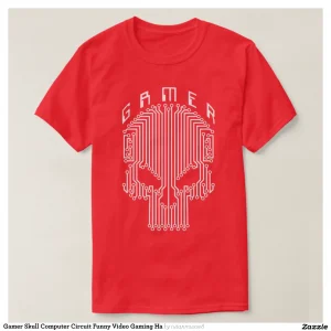 Gamer Skull Computer Circuit Funny Video Gaming Ha T-Shirt