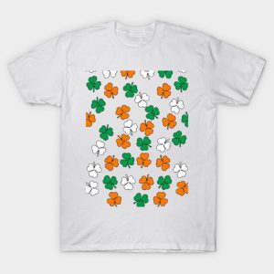Shamrock Pattern in Green White Orange T-Shirt