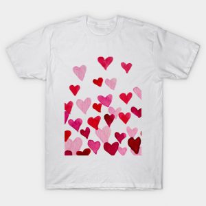 Valentine’s Day Watercolor Hearts – pink T-Shirt