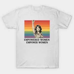 International Women's Day - Empowered Women Feminist Fist Retro Rainbow Design T-Shirt