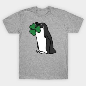 St Patricks Day Penguin with Shamrock T-Shirt