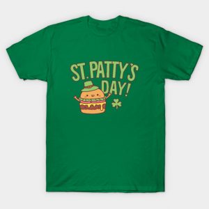 Funny St Patty's Day Burger Patty Leprechaun Hat T-Shirt