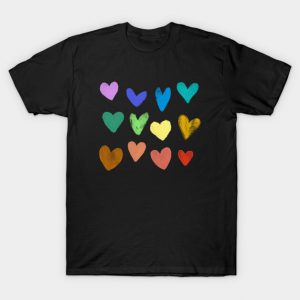 Watercolor Colorful Hearts T-Shirt