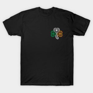 Ireland Flag Over a Celtic Knot Shamrock T-Shirt