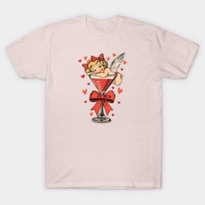 Vintage Cupid Martini - Retro Valentine Cocktail Aesthetic T-Shirt