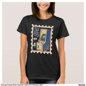 Postage Stamp With Computer Game Slot Machine 1985 T-Shirt