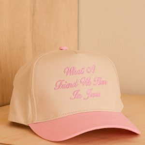Friend in Jesus Trucker Hat in Pink Baseball Embroidered Cap
